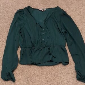 Pink Rose Elegant Green Blouse